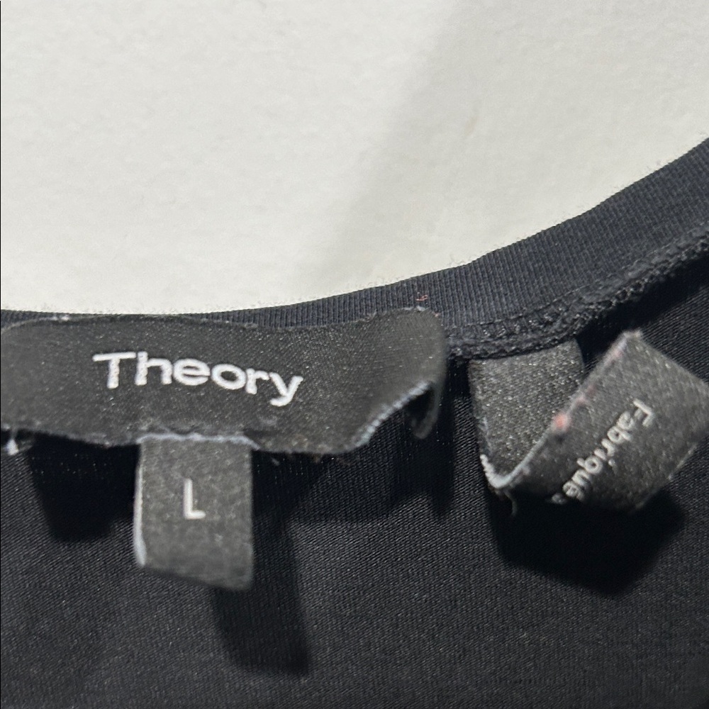Theory Solid Basic Black Cotton Tank Top Women’s … - image 2